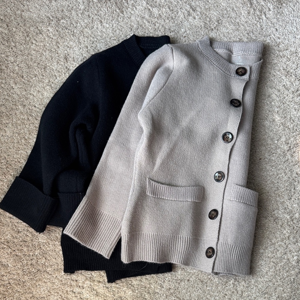 Black and Tan Button-Up Cardigans (set of 2)